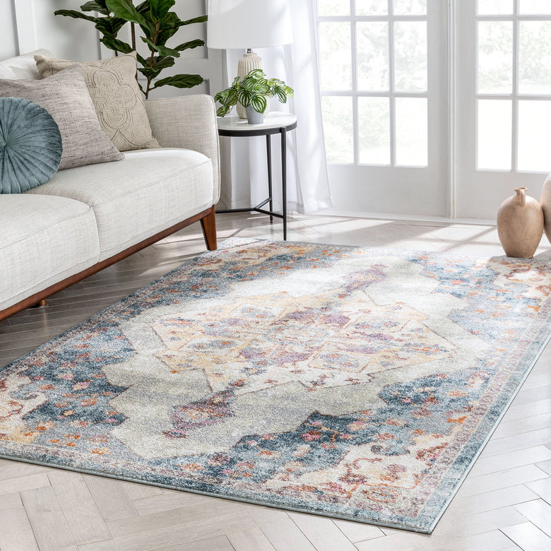 Mesilla Bohemian Aztec Tribal Light Blue Rug RO-76
