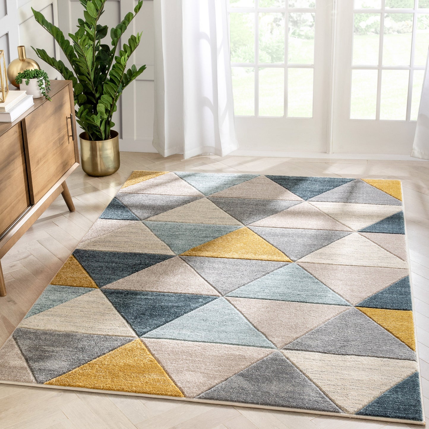 Rita Multi Mid-Century Modern Geometric Rug RU-137