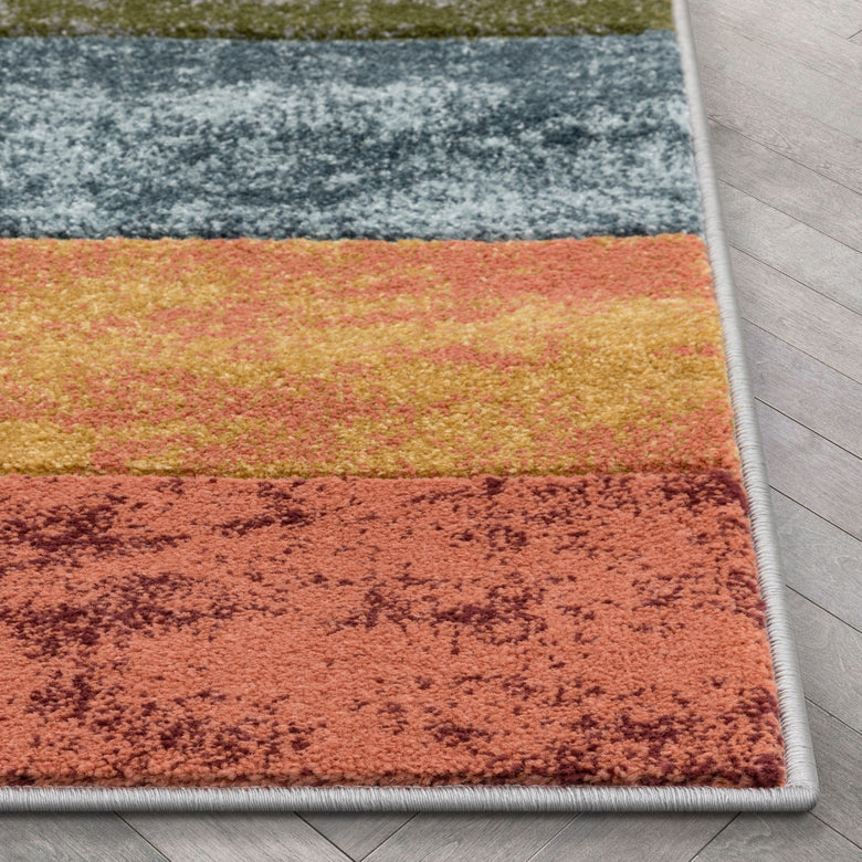 Jive Modern Abstract Geometric Arcs & Shapes Multi Distressed High-Low Rug RU-161
