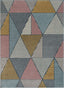 Lela Mid-Century Modern Geometric Traingle & Lines Multi Distressed High-Low Rug RU-241