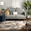 Otto Modern Geometric Boxes & Triangles Gold Blue Distressed High-Low Rug RU-274