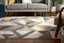 Otto Modern Geometric Boxes & Triangles Gold Blue Distressed High-Low Rug RU-274