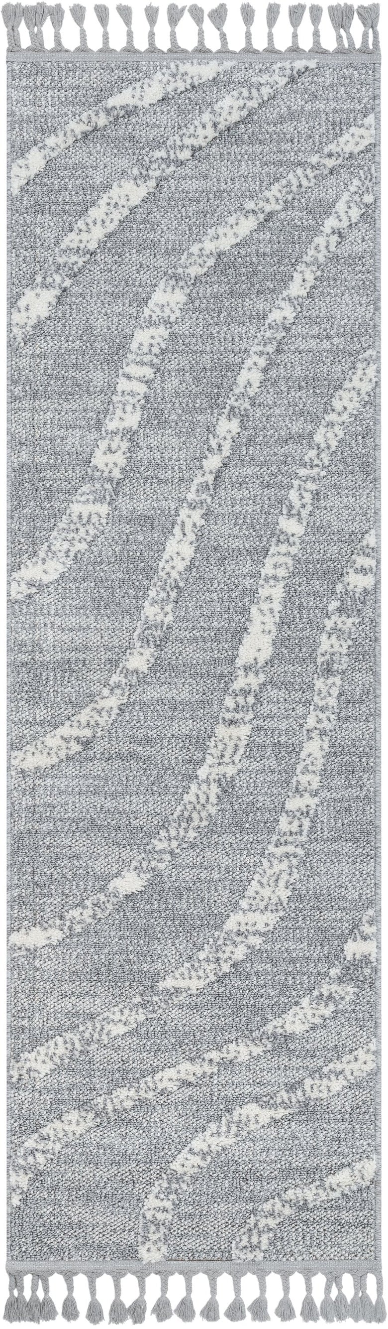Lydia Contemporary Coastal Geometric Grey High-Low Textured Rug SAL-107
