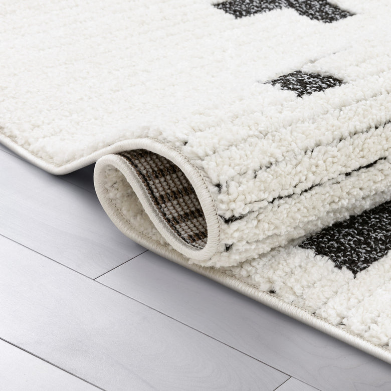 Marguerite Contemporary Geometric Stripes Ivory High-Low Textured Rug SAL-122