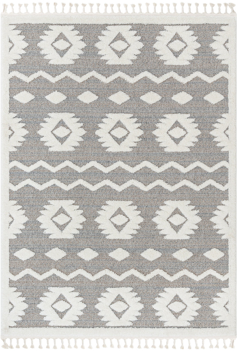 Addison Tribal Moroccan Diamond Pattern Beige High-Low Textured Rug SAL-42