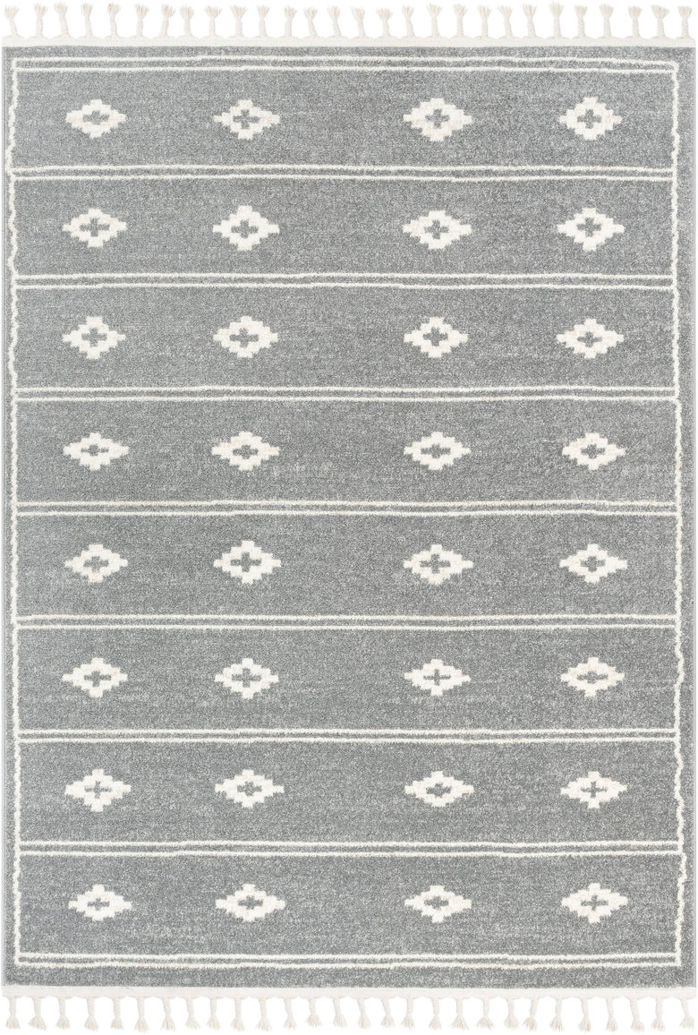 Parallel Moroccan Tribal Diamond Pattern Grey Rug SE-247