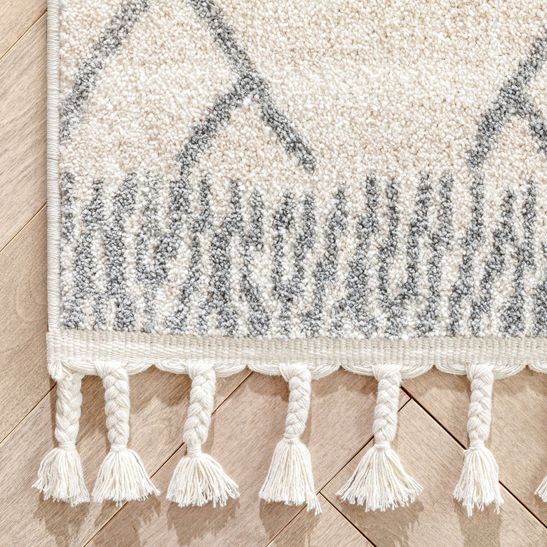 Diodelly Moroccan Lattice Trellis Ivory Grey Rug SE-262