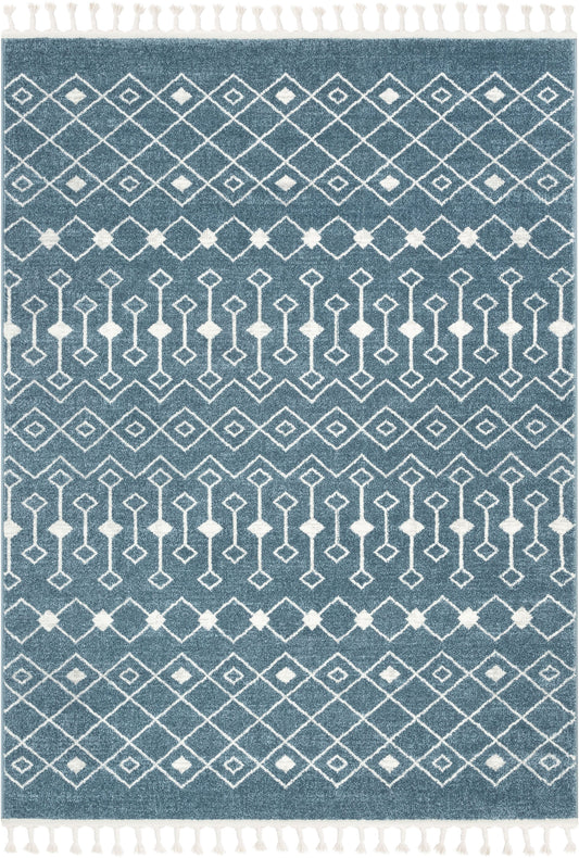 Transistora Nordic Tribal Trellis Pattern Blue Rug SE-284