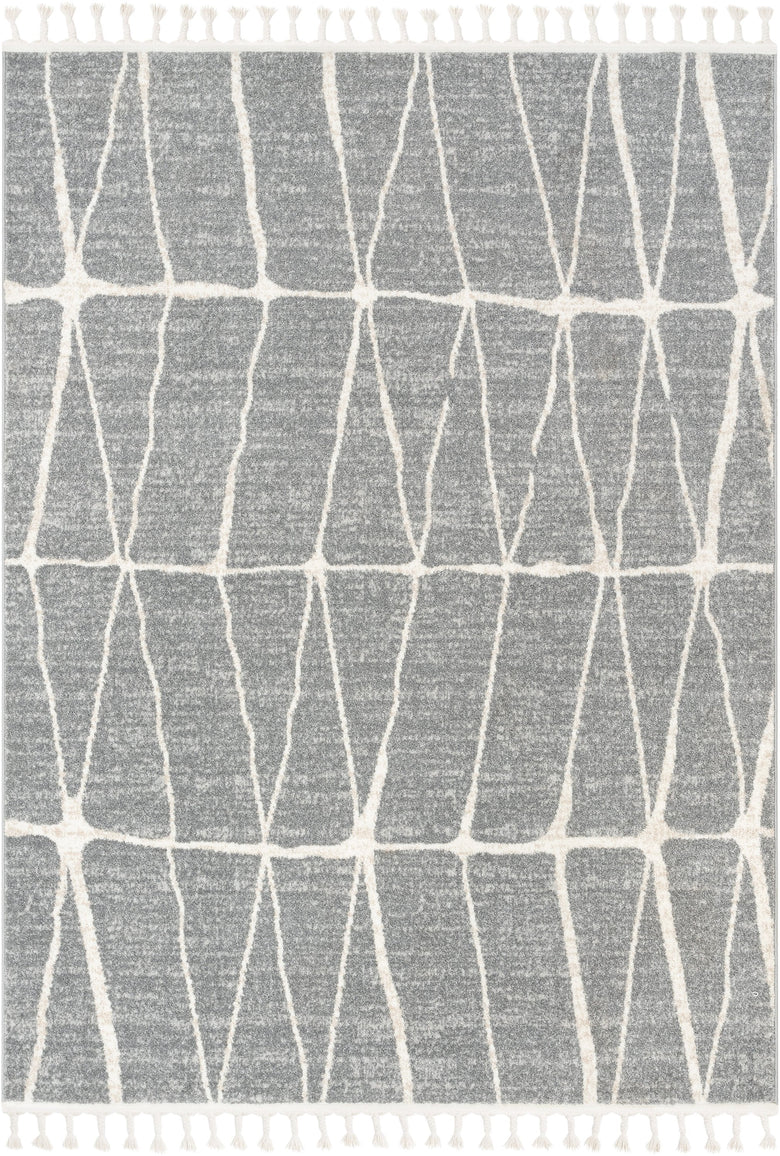 Crisscross Nordic Geometric Pattern Grey Rug SE-317