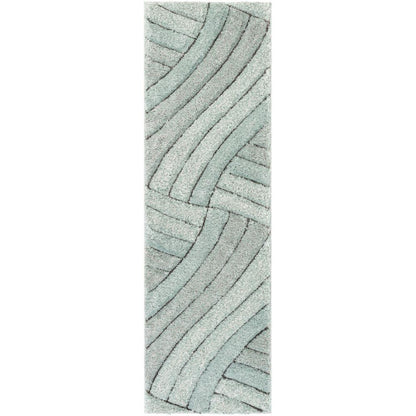 Ucci Blue Modern 3D Textured Shag Rug SF-04