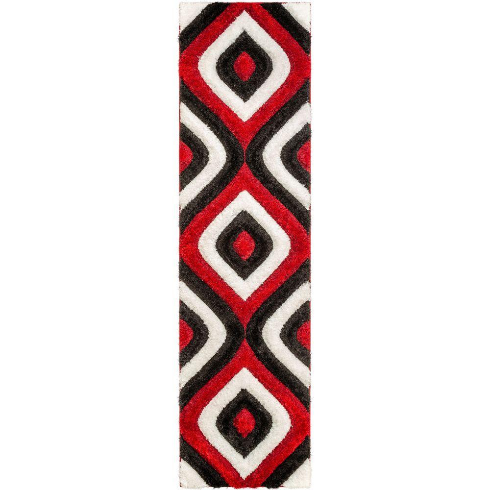 Malibu Red Modern 3D Textured Shag Rug SF-10