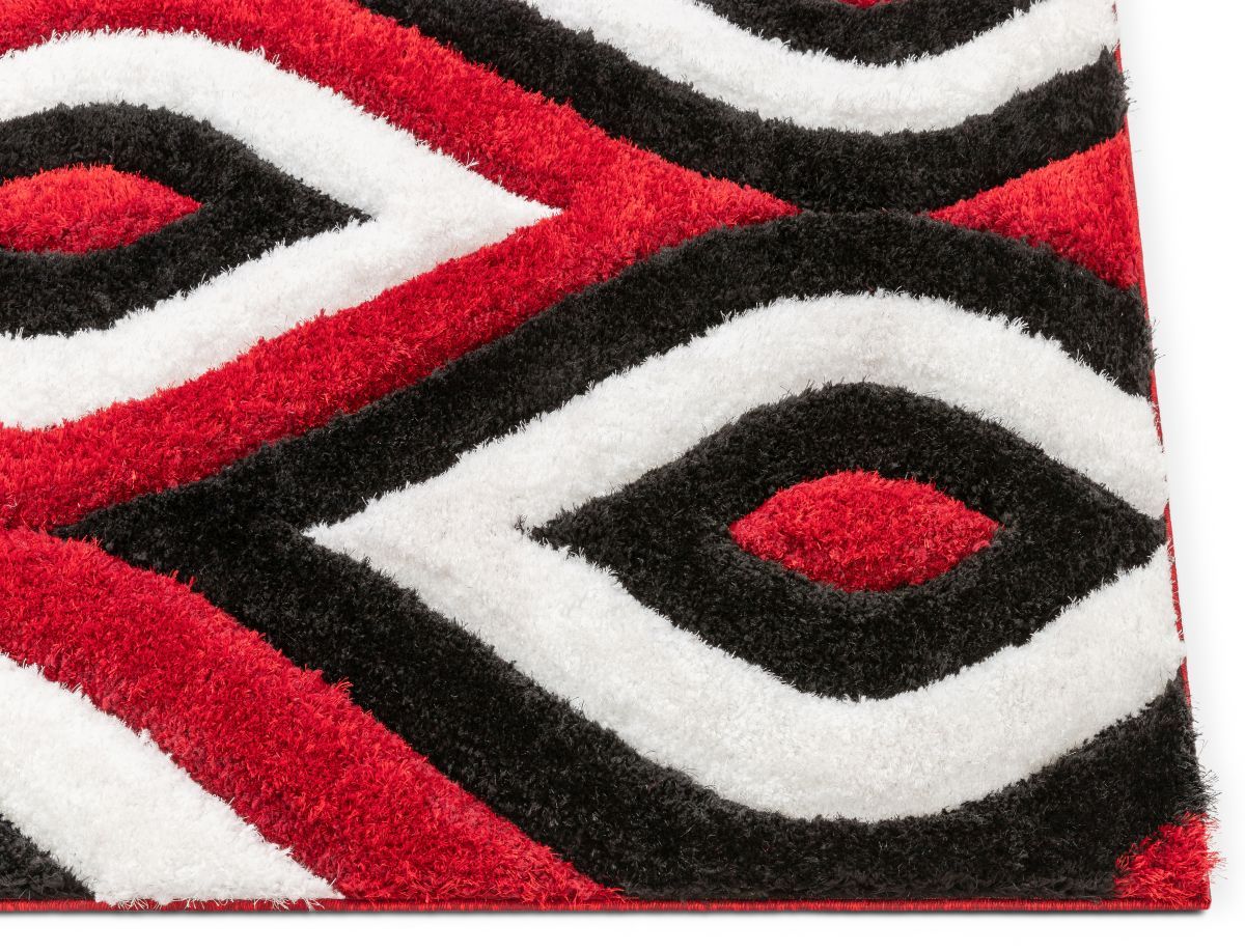 Malibu Red Modern 3D Textured Shag Rug SF-10