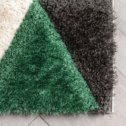 Holland Modern Geometric Green 3D Textured Thick & Soft Shag Rug SF-155