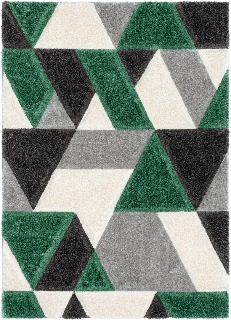 Holland Modern Geometric Green 3D Textured Thick & Soft Shag Rug SF-155