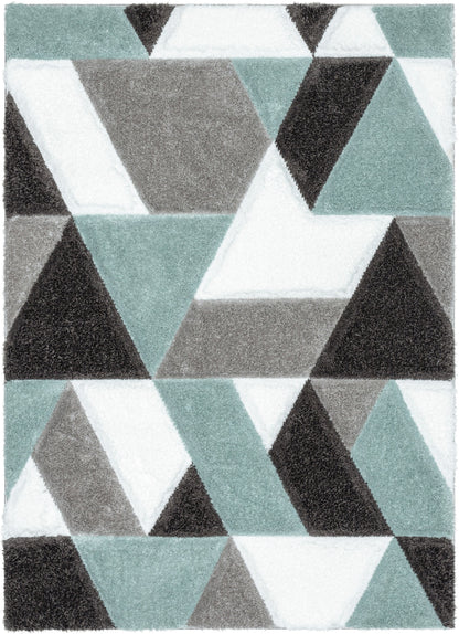 Holland Modern Geometric Light Blue 3D Textured Thick & Soft Shag Rug SF-156