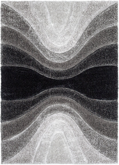 Luz Modern Geometric Black 3D Textured Thick & Soft Shag Rug SF-163