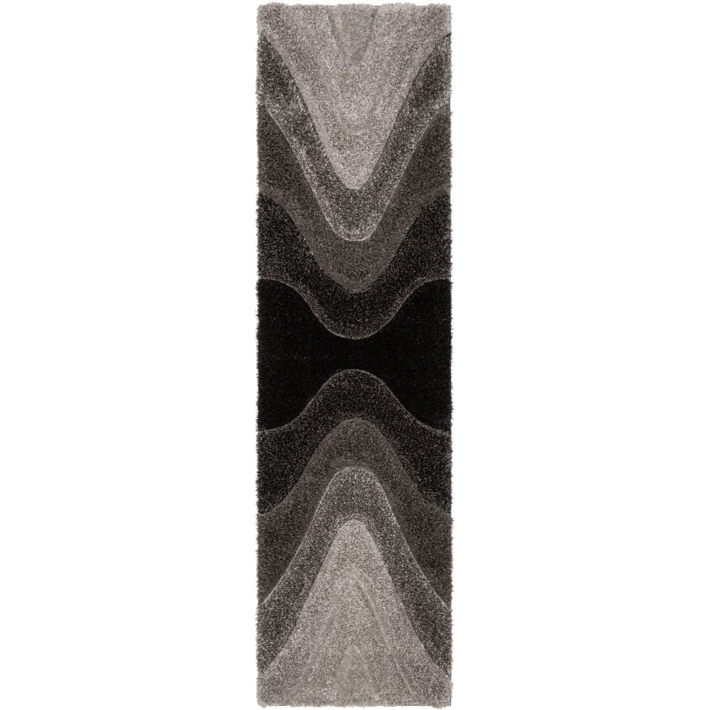 Luz Modern Geometric Black 3D Textured Thick & Soft Shag Rug SF-163