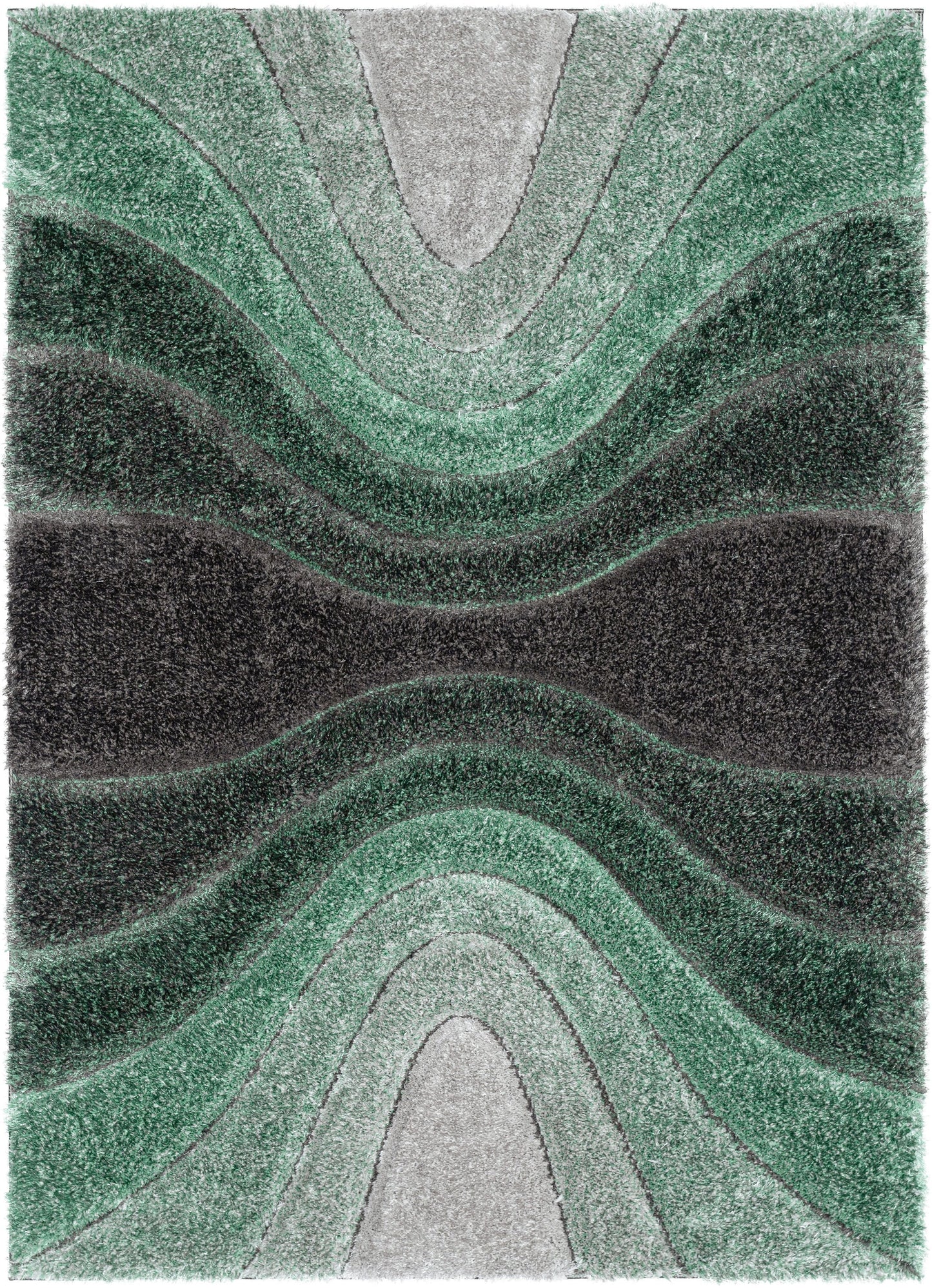 Luz Modern Geometric Green 3D Textured Thick & Soft Shag Rug SF-165