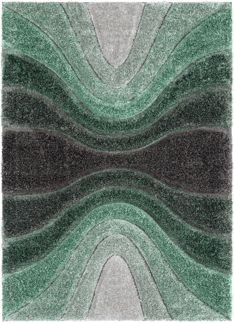 Luz Modern Geometric Green 3D Textured Thick & Soft Shag Rug SF-165