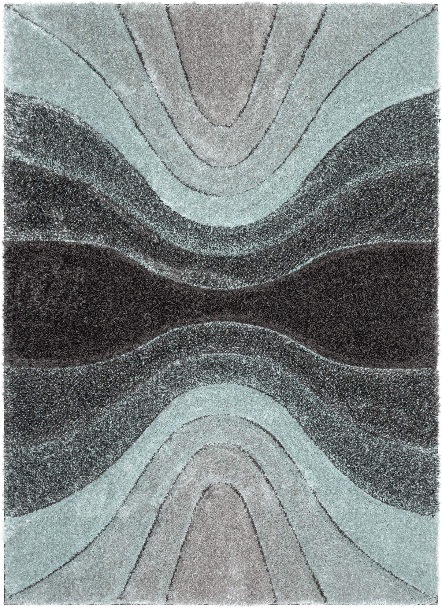 Luz Modern Geometric Light Blue 3D Textured Thick & Soft Shag Rug SF-166