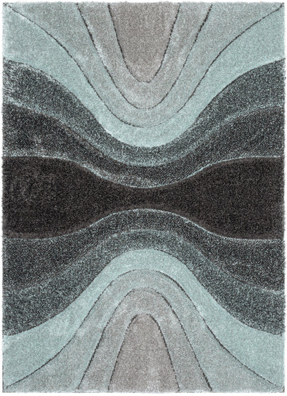 Luz Modern Geometric Light Blue 3D Textured Thick & Soft Shag Rug SF-166