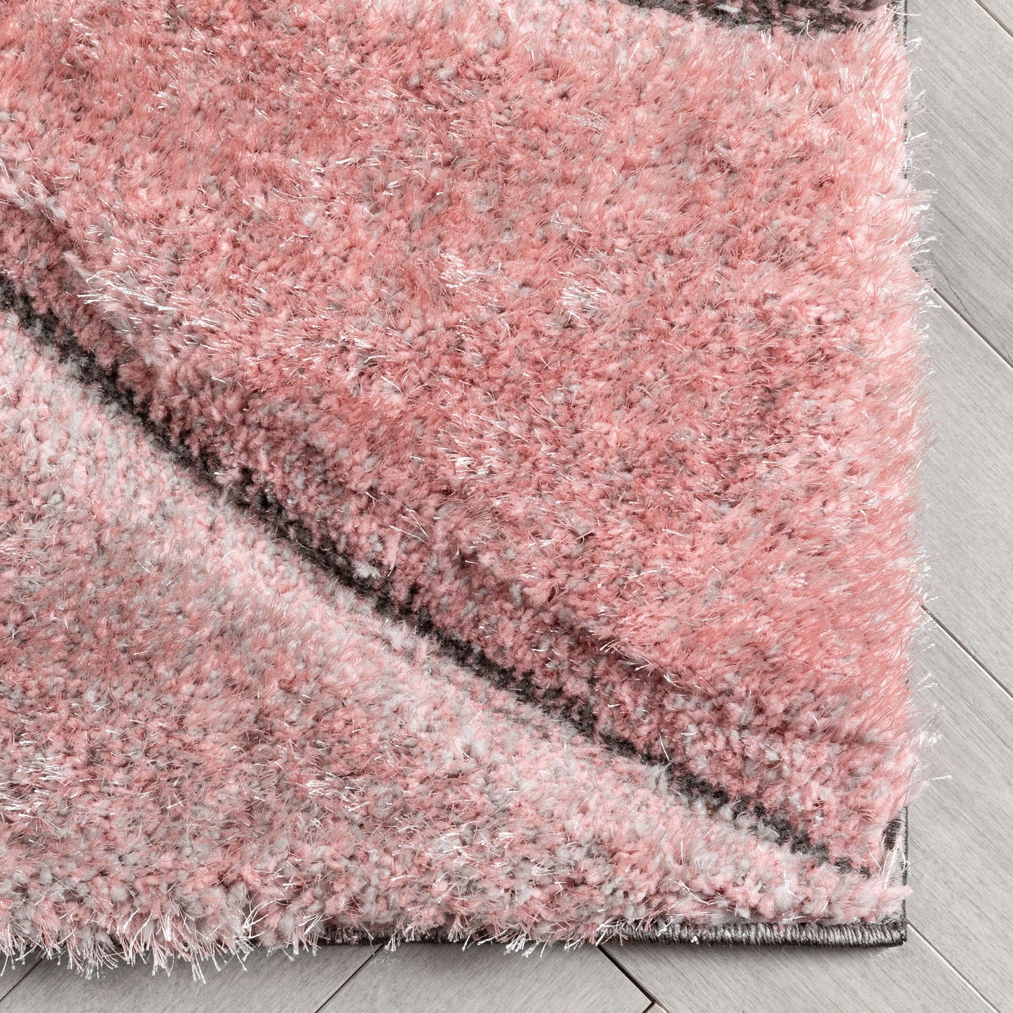 Luz Modern Geometric Blush 3D Textured Thick & Soft Shag Rug SF-169