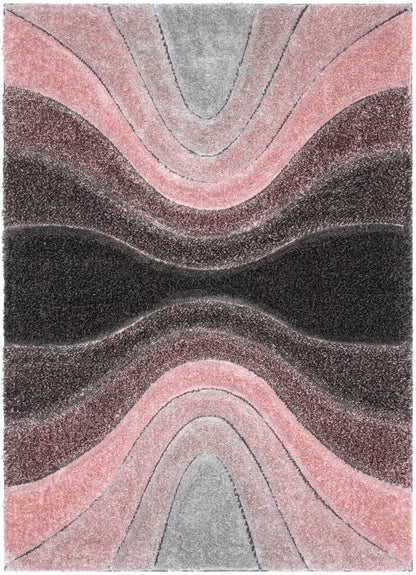 Luz Modern Geometric Blush 3D Textured Thick & Soft Shag Rug SF-169