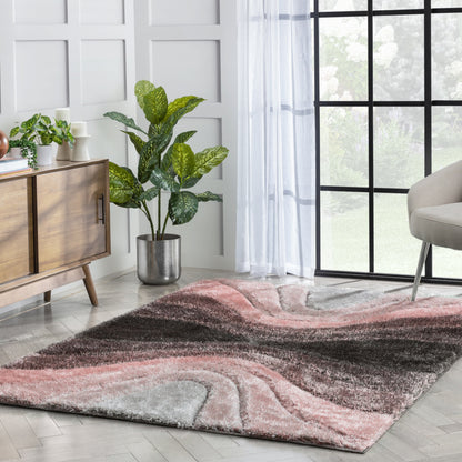 Luz Modern Geometric Blush 3D Textured Thick & Soft Shag Rug SF-169