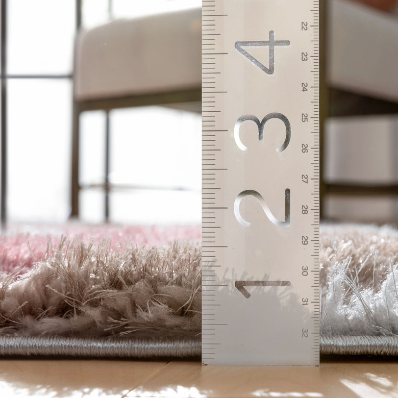 Malibu Modern Ogee Pattern Geometric Shag Brown Blush 3D Textured Thick & Soft Shag Rug SF-18
