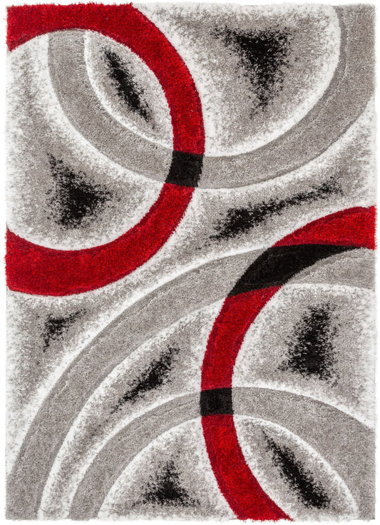 Oahu Red Modern Geometric 3D Textured Shag Rug SF-20