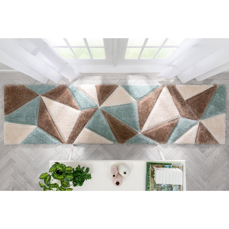 Venice Ivory Modern Geometric 3D Textured Shag Rug By Chill Rugs SF-42-