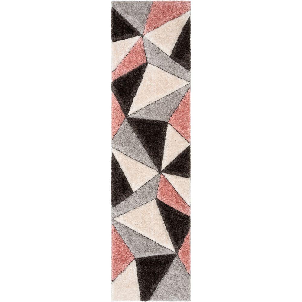 Venice Blush Modern Geometric 3D Textured Shag Rug SF-49