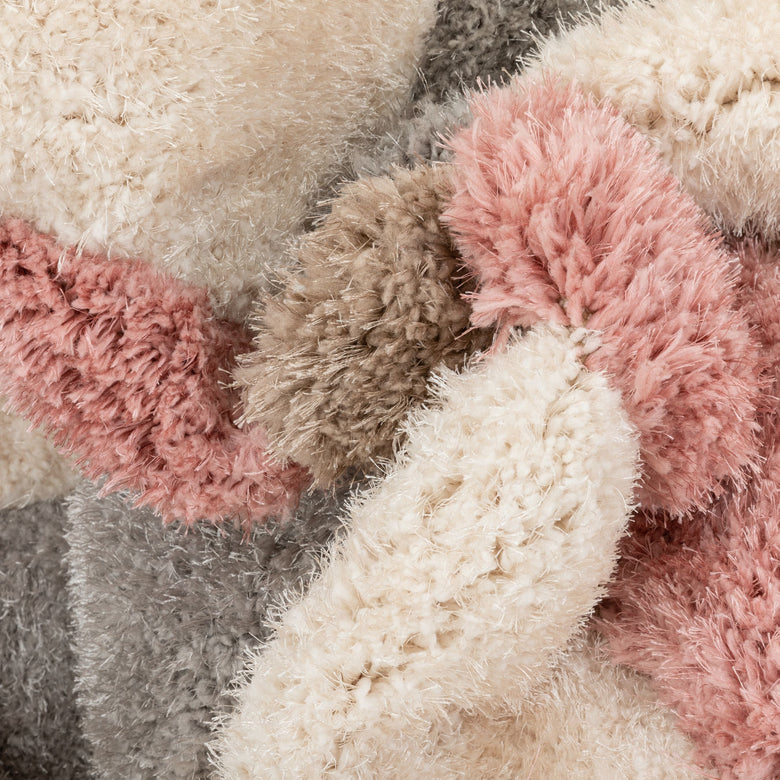 Bevel Modern Geometric Arcs & Shapes Shag Blush Grey 3D Textured Thick & Soft Shag Rug SF-89