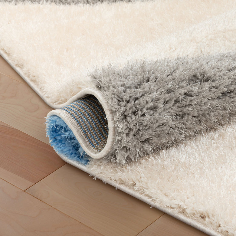 Bevel Modern Geometric Arcs & Shapes Shag Light Blue Grey 3D Textured Thick & Soft Shag Rug SF-86