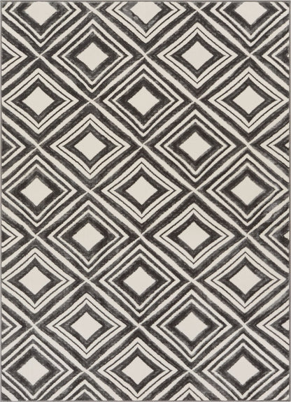 Lovely Squares Grey Modern Geometric Rug SI-50