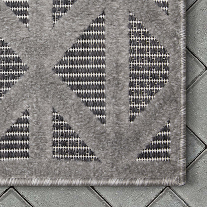 Ciel Modern Geometric Indoor/Outdoor Grey High-Low Rug SIL-17