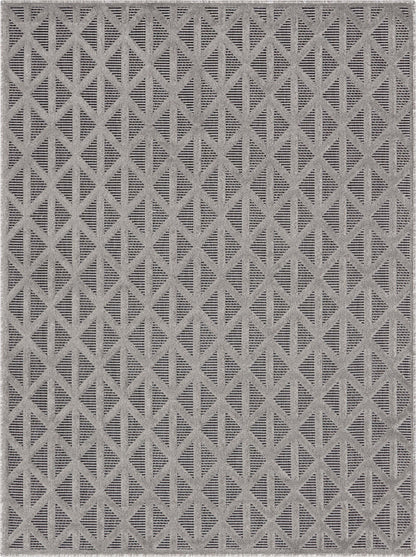 Ciel Modern Geometric Indoor/Outdoor Grey High-Low Rug SIL-17