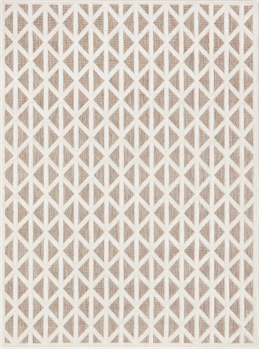 Ciel Modern Geometric Indoor/Outdoor Brown High-Low Rug SIL-18