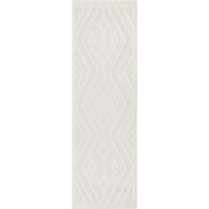 Mali Tribal Diamond Pattern Indoor/Outdoor Ivory High-Low Rug SIL-32