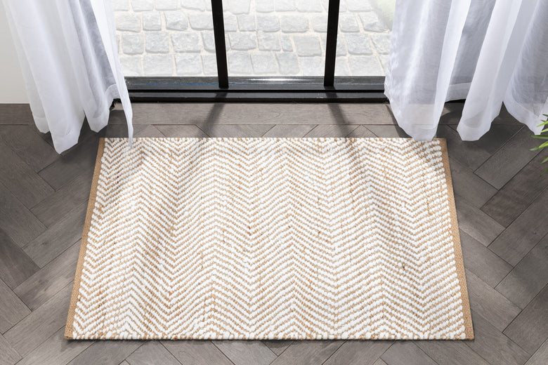 Willow Jute Chevron Natural Hand-Woven Chunky-Textured Rug SUR-12