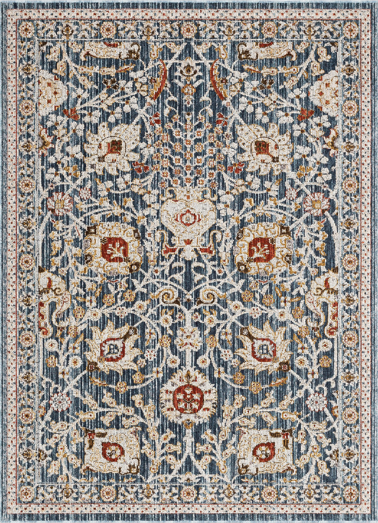 Creo Vintage Floral Oriental Persian Light Blue Textured Rug TEN-26