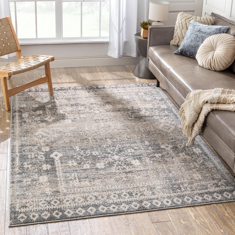 Terni Vintage Tribal Medallion Light Blue Rug TOP-16