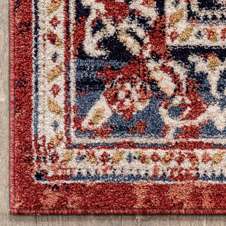 Novara Vintage Oriental Medallion Pattern Red Rug TOP-40