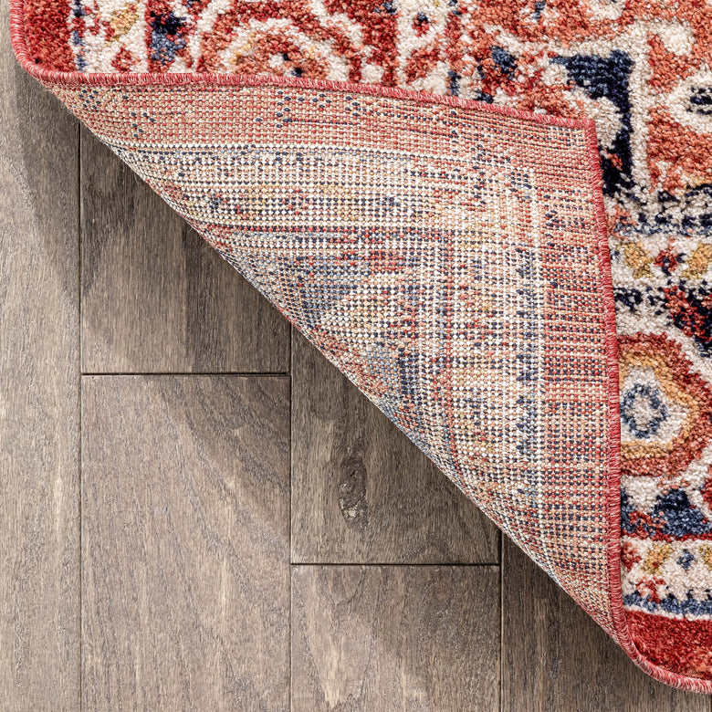 Novara Vintage Oriental Medallion Pattern Red Rug TOP-40