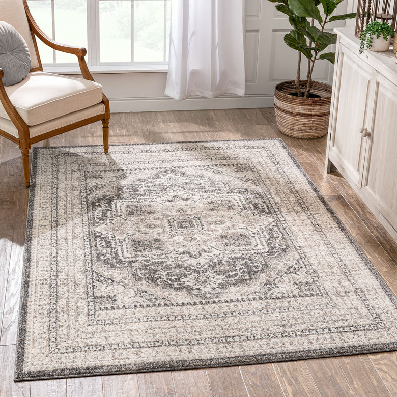Pesaro Vintage Oriental Medallion Brown Rug TOP-58