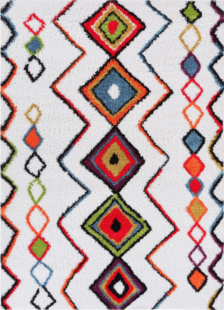 Casablanca Cream Moroccan Aztec Shag Rug TR-02