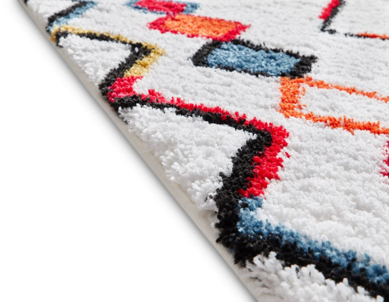 Casablanca Cream Moroccan Aztec Shag Rug TR-02