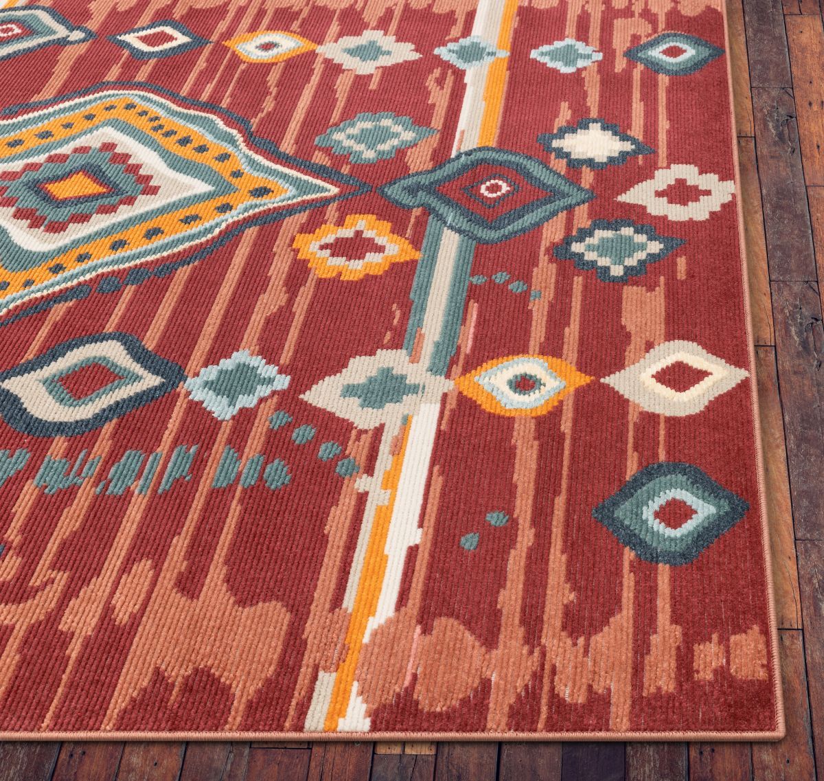 Manzano Red Mid-Century Tribal Diamond Rug TS-00