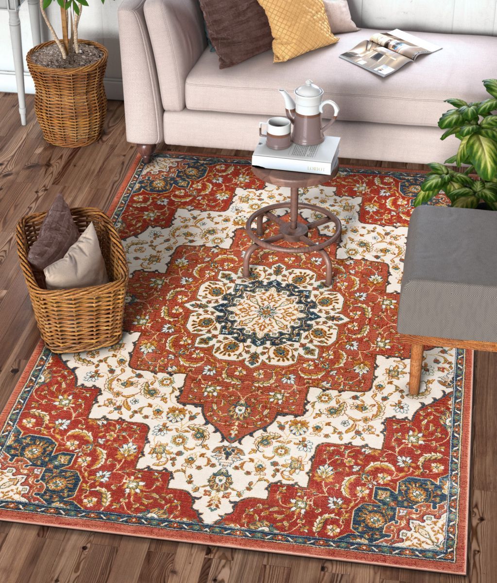 Oracle Crimson Traditional Medallion Authentic Rug TU-10