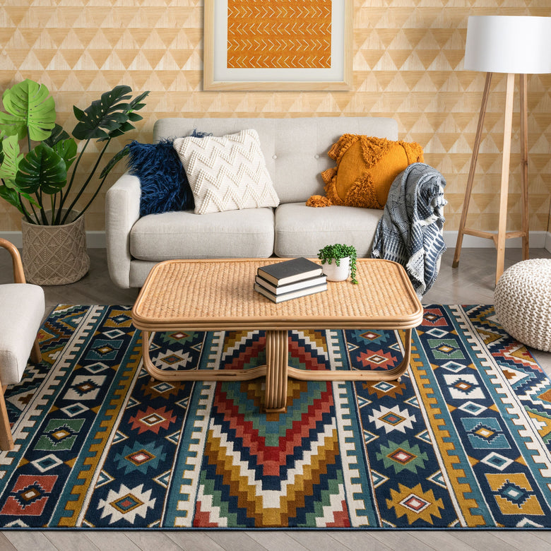 Dover Southwestern Tribal Bohemian Geometric Multi-color Rug TU-131